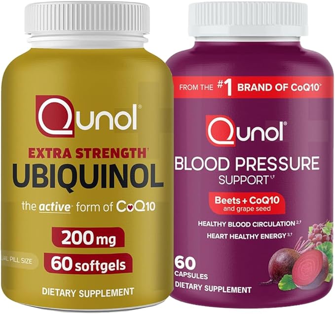 Qunol CoQ10 &amp Circulation: Ubiquinol CoQ10 200mg 60 Softgels &amp Blood Pressure Support 60 Tablets