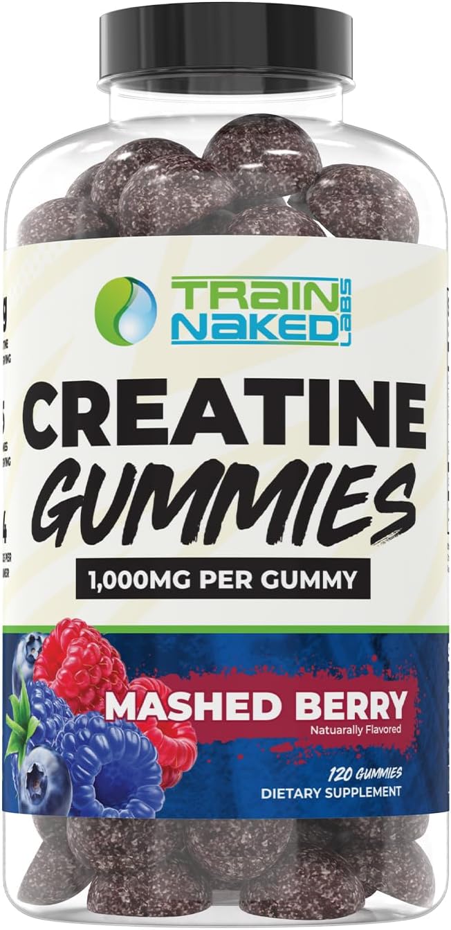 Creatine Gummies | Gummy Creatine Chewables for Men &amp Women | 5g per Serving | Gluten Free &amp Vegan | 120 Gummies 24 Servings (Mashed Berry)