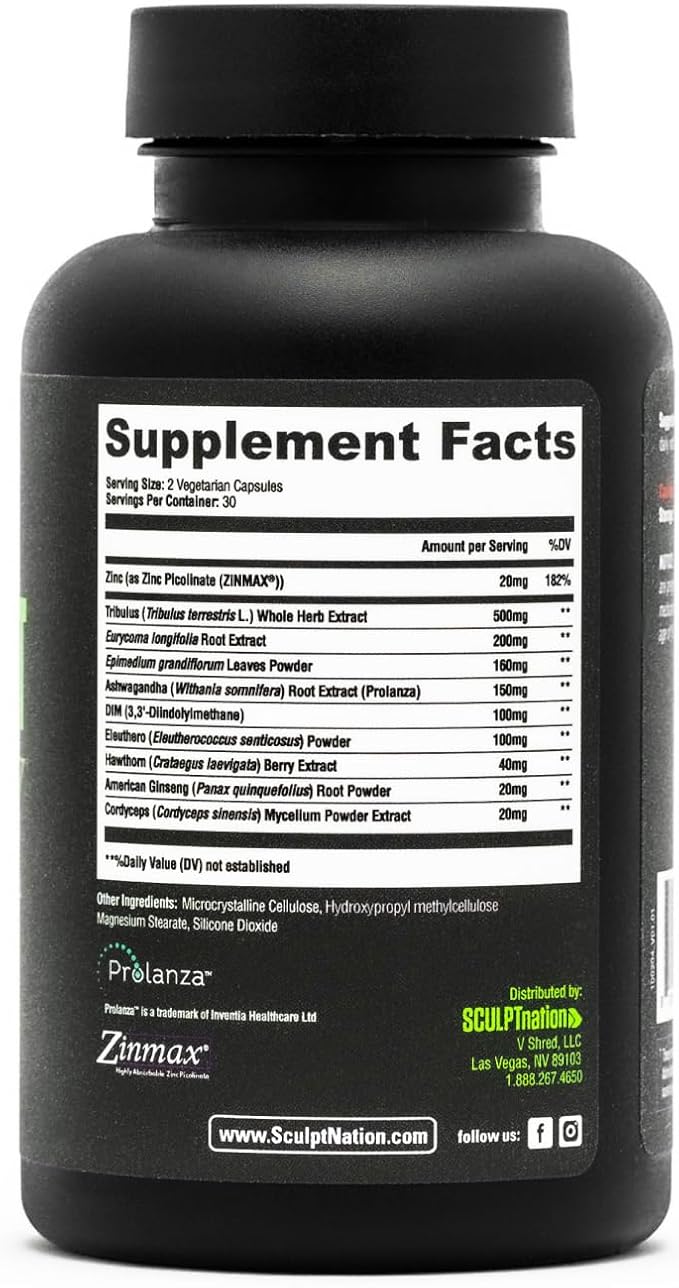 Sculpt Nation by V Shred T-Boost Max Burn Day and Burn PM with Ashwagandha Cayenne Green Coffee and Melatonin 3 Pack 60 Capsules Each