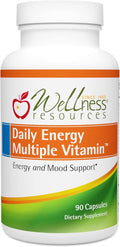 Wellness Resources Daily Energy Multiple Vitamin - 90 Capsules - Methylated Daily MTHFR Multivitamin Without Iron - Vitamin B12 Folate &amp Bioavailable B Vitamins - Best Supplement for Energy &amp