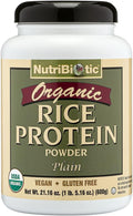NutriBiotic Certified Organic Plain Rice Protein 21 Ounce | Low Carbohydrate Vegan Protein Powder | Raw Certified Kosher &amp Keto Friendly | Made Without Chemicals GMOs &amp Gluten | Easy to Dig