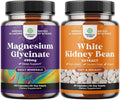 Bundle of Pure Magnesium Glycinate Supplement 400mg Per Serving for Mood Sleep and Relaxation Support and White Kidney Bean Extract Carb Blocker for Metabolism Boost &amp Ease Calories from Starchy F