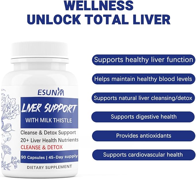 Advanced Liver Cleanse Support Supplement – Milk Thistle Liver Detox with Silymarin Dandelion Artichoke Beetroot &amp Choline – 90 Capsules for Liver Detox &amp Repair