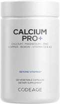 Codeage Calcium 250mg Supplement Vitamin D3 Magnesium Zinc Copper Boron Vitamin K2-2-Month Supply - Elemental &amp High Calcium Vitamins Pills Non-GMO - 120 Capsules