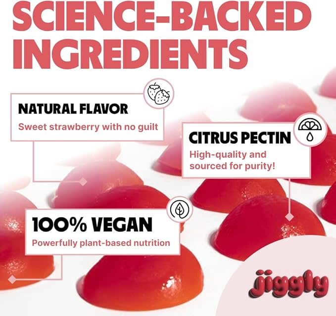 Jiggly Creatine Monohydrate Gummies for Men &amp Women Boost Focus Strength and Endurance Anti-Melting Formula Vegan Gluten-Free Non-GMO 5g of Creatine per Serving (Natural Strawberry 90 ct)