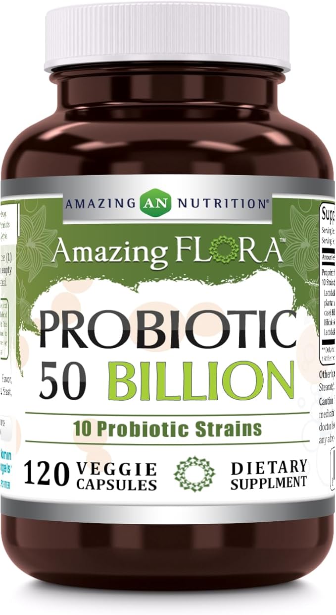 Probiotic 50 Billion with 10 Probiotics Strains Supplement | Veggie Capsules | Non-GMO | Gluten-Free | Made in USA (120 Count 1 Pack)