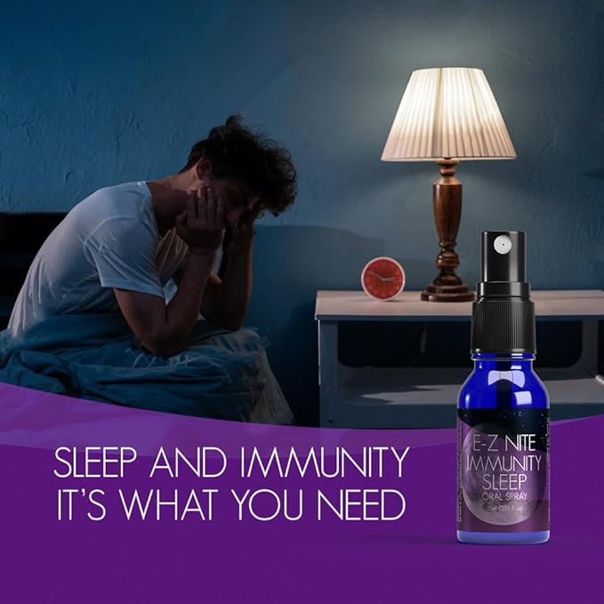 EZ Nite Sleep Immunity Spray with Melatonin Elderberry Extract and L-Theanine | Natural Defense Formula Non-Habit Forming | Non-GMO Gluten-Free | 30-Night Supply