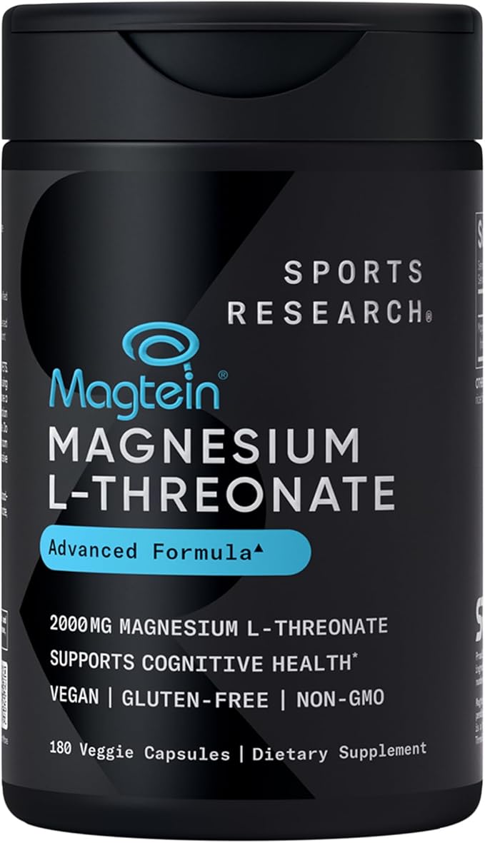 Sports Research® Energy Production Pack - 23 Essential Vitamins &amp Minerals with CoQ10 &amp Iodine - Daily Nutrient Support + L-Theanine Supplement + Caffeine &amp MCT Oil + Magnesium L-Threonate