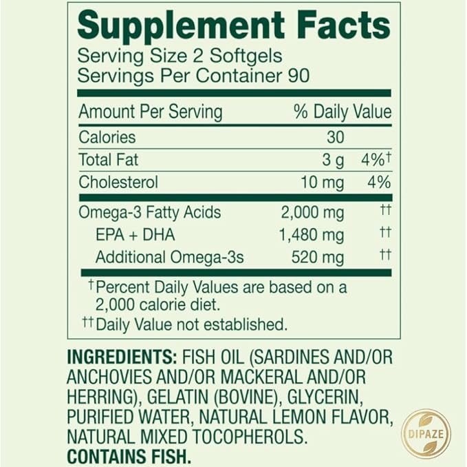 Spring Valley Omega-3 from Fish Oil 2000 mg Maximum Care Extra 180 Count