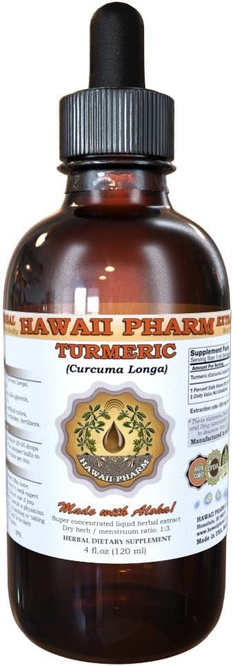 Hawaii Pharm Turmeric Liquid Extract Turmeric (Curcuma Longa) Tincture Herbal Supplement Made in USA 2 fl.oz
