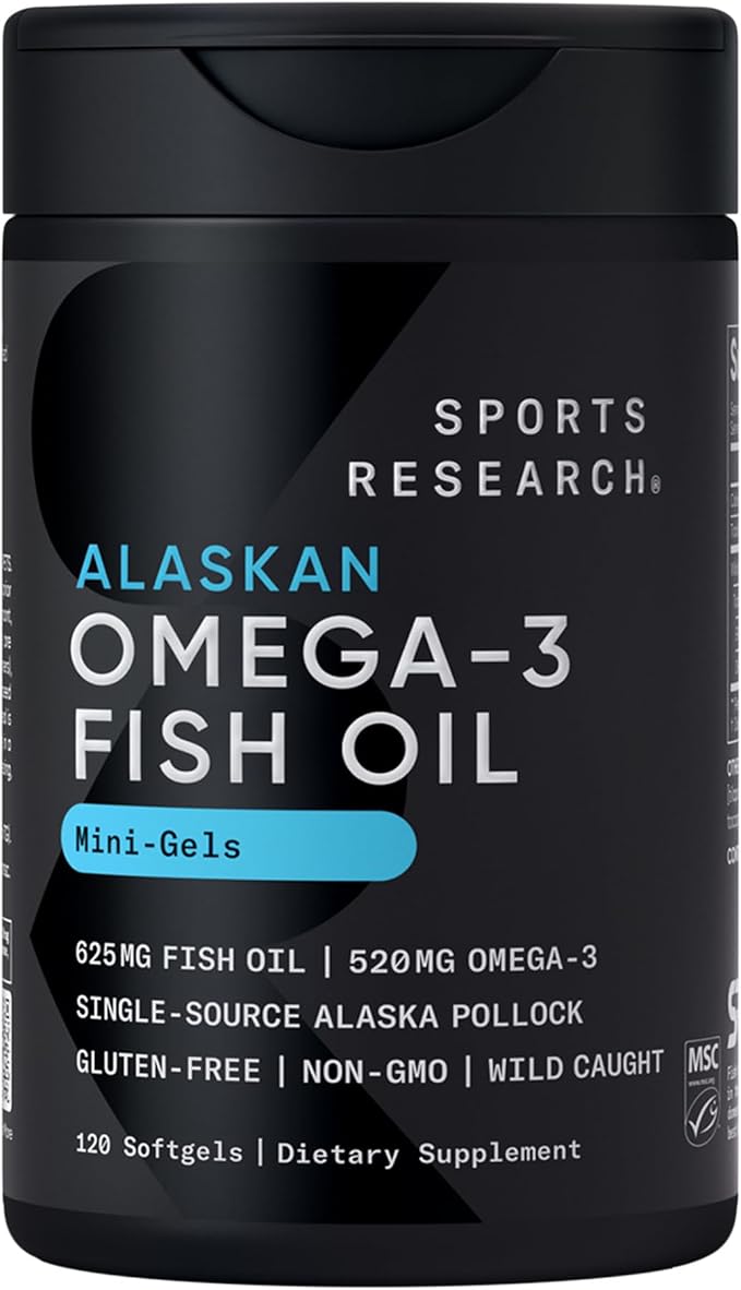 Sports Research® Brain Support Pack - Extra Strength Alpha GPC 630mg + Alaskan Omega-3 ­­Fish Oil Mini-Gels + High-Absorption Magtein® 2000mg