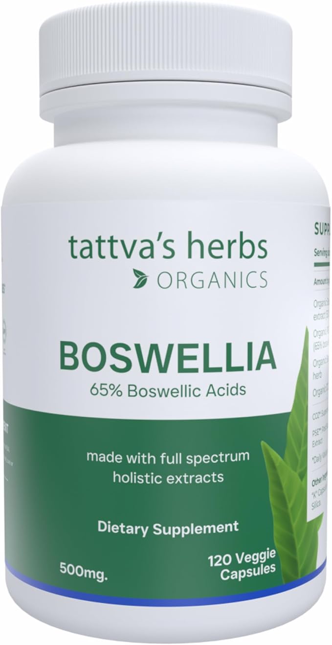 Tattva's Herbs Boswellia Serrata Supplement Joint Support for Men &amp Women Supercritical (CO2) Extract 120 Count 500 mg - 25 Years of Premium Service from