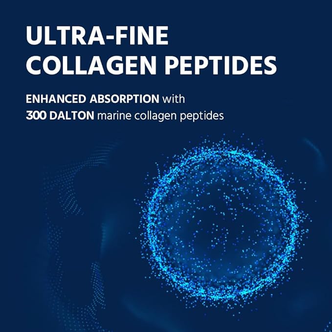 Marine Collagen Peptides - Hydrolyzed Ultra-fine Collagen Powder for Women &amp Men Hyaluronic Acid Biotin Vitamin C for Skin Hair Nails Joints Non-GMO Unflavored Easily Dissolved 16oz