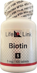 LifeLink Biotin | 5 mg x 100 Tablets | Made in The USA