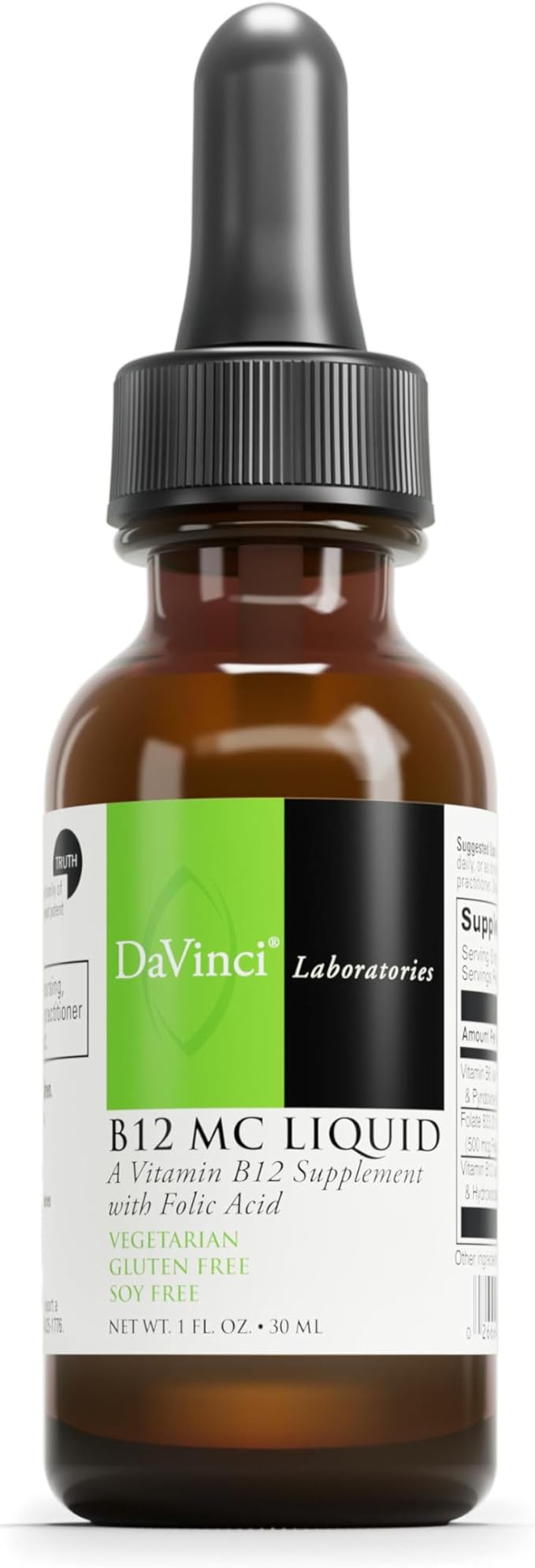 DAVINCI Labs B-12 MC Liquid - Dietary Supplement to Support Cardiovascular Health Energy and Healthy Blood and Nerve Cells - with Vitamin B6 B12 and Folate - Gluten-Free - Vegetarian - 30 ml