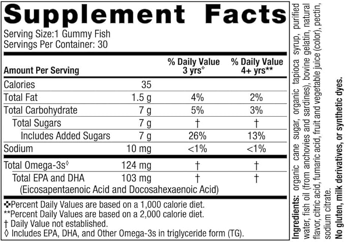 Nordic Naturals Nordic Omega-3 Gummy Fish Tangerine - 30 Gummy Fish - 124 mg Total Omega-3s with EPA &amp DHA - Non-GMO - 30 Servings