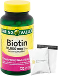 Spring Valley Biotin 10000 mcg 120 Count SoftGels Biotin for Hair Skin Nail Health Set with Basket Goods Store