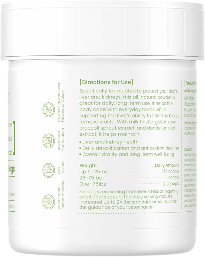 Pawpulse Formula Milk Thistle for Dogs – Liver &amp Kidney Support Powder with Silymarin &amp Glutathione – Daily Detox Antioxidant &amp Metabolic Natural Support 2.12 oz