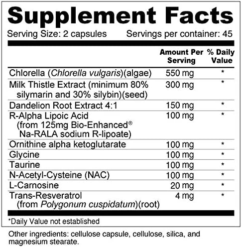 Wellness Resources Daily Detoxify with Silymarin Dandelion RA Lipoic Acid NAC Chlorella and More for Liver Support and Comprehensive Detoxification (90 Capsules)