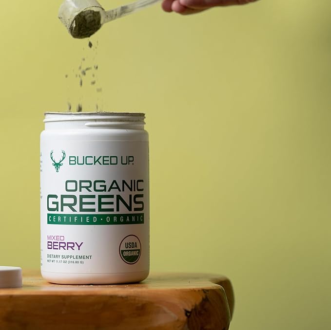 Greens Superfood Powder Mixed Berry | 8 Most Essential Mixed Greens | Certified 100% Organic | Chlorella Spinach Kale Spirulina Alfalfa Broccoli Wheat Grass &amp Barley Grass | 30 SERV | 11.17