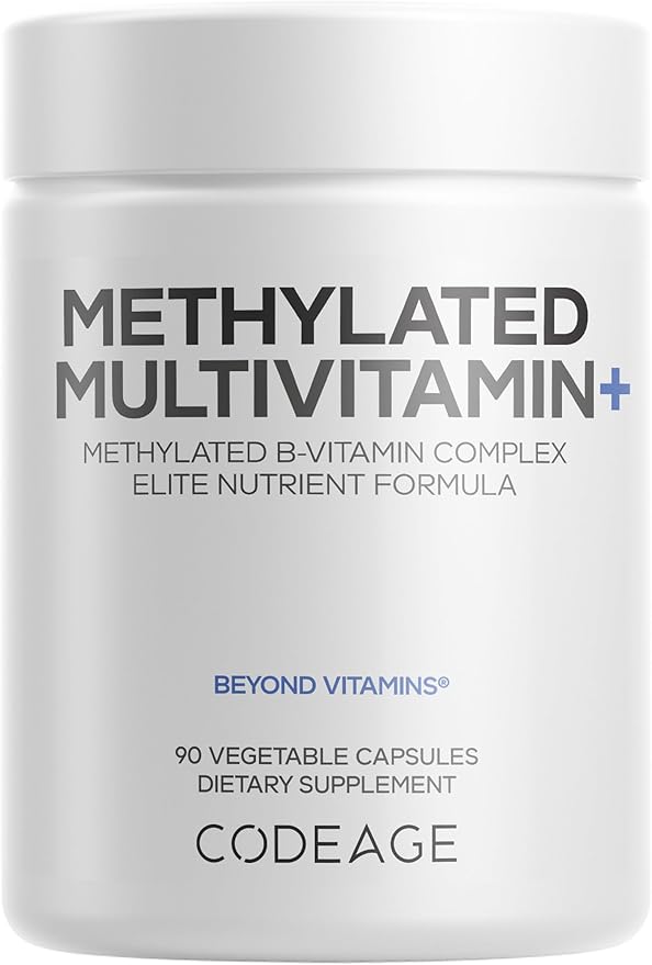 Codeage Methylated Multivitamin Supplement - B-Vitamin Vitamins A C D E K2 B12 Methylcobalamin - L-Methylfolate - Magnesium CoQ10 DIM Probiotics Benfotiamine Lithium Calcium - 90 Capsules