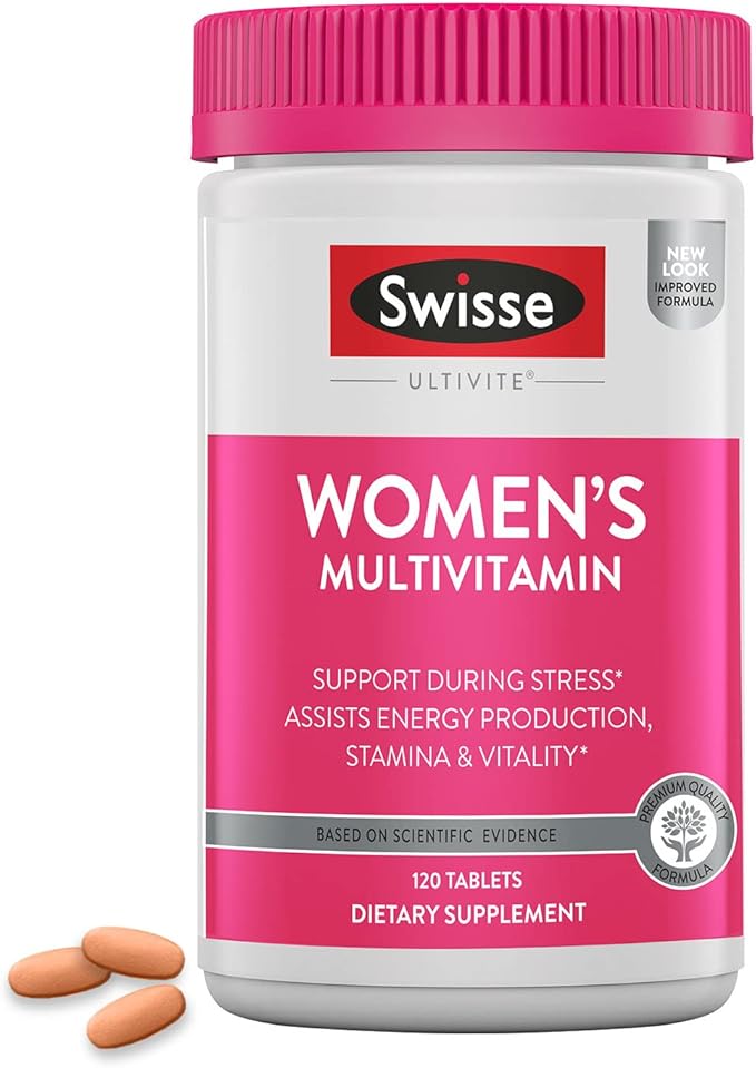 Swisse Daily Multivitamin for Women | 47 Vitamins Antioxidants and Minerals + Adaptogens | Energy Stress &amp Immune Support | Womens Multivitamin Supplement | 120 Tablets / 4 Months Supply