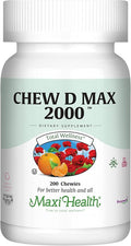 Maxi Health Chewable Vitamin D3 2000 IU Supplement - Delicious Natural Bubble Gum Flavor - Supports Calcium Absorption Immune and Bone Health in Adult Women Men Children &amp Toddlers - 200 Chews