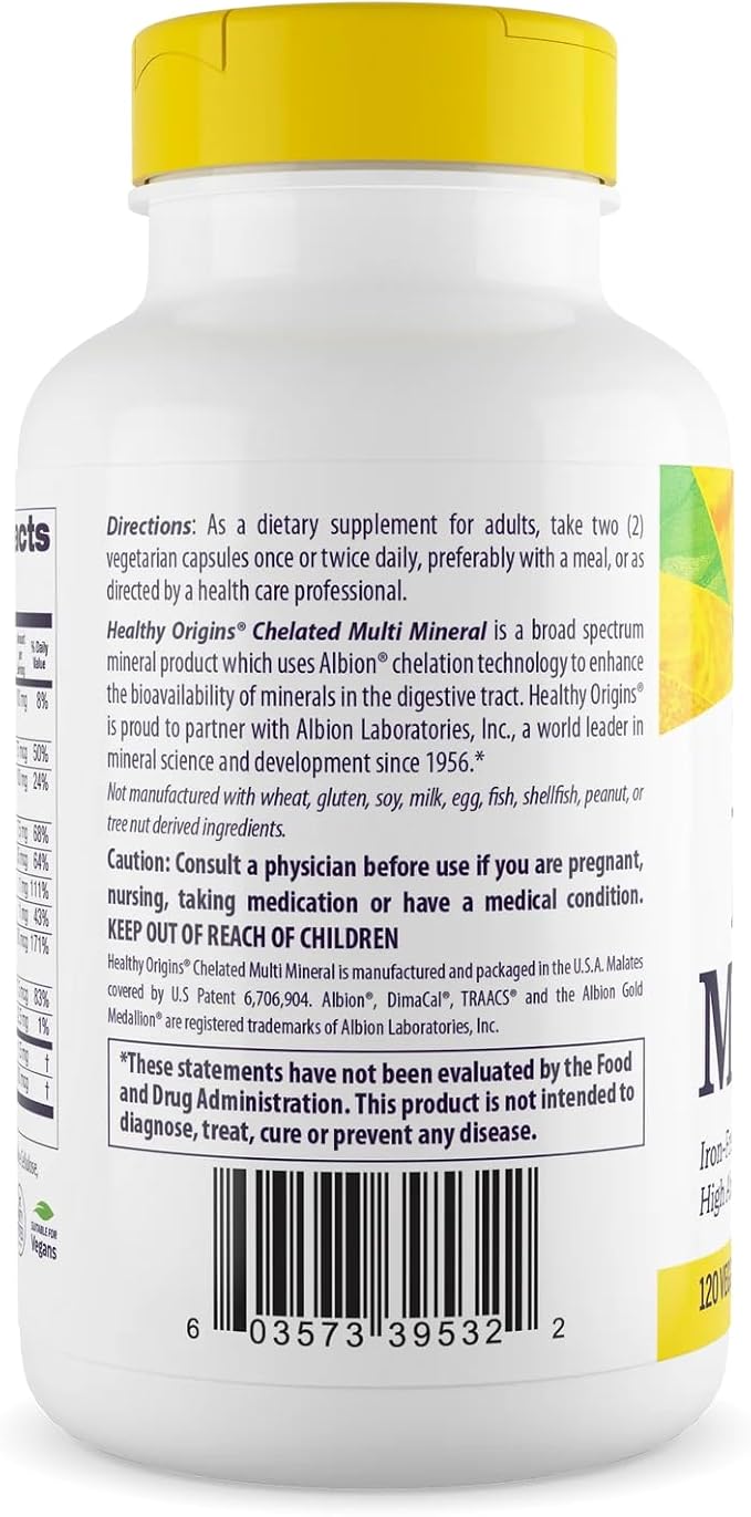 Healthy Origins Chelated Multi Mineral (Albion Minerals Bioavailable Non-GMO Gluten Free) 240 Veggie Caps