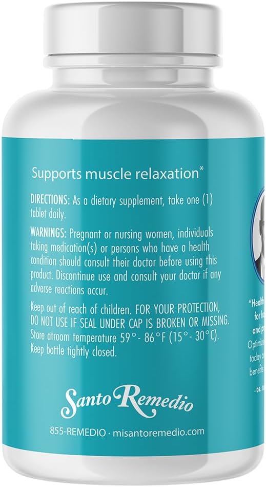 Santo Remedio Magnesium Supports Muscle Relaxation Dietary Supplement Magnesium Citrate 300 mg No Artificial Flavors No Artificial Colors 90 Tablets (90 Servings)