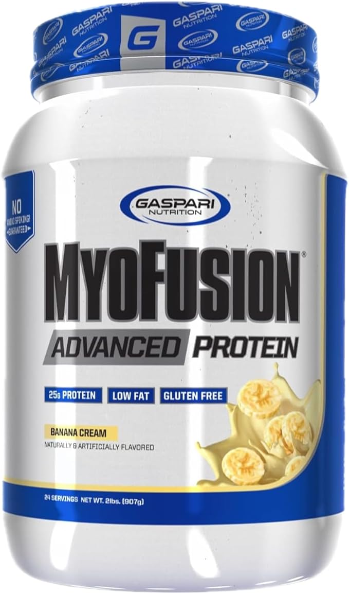 Gaspari Nutrition Myofusion Advanced Protein Protein Blend with Whey Protein Casein Protein and Isolate Protein Low Fat and Gluten Free (Banana Cream 2 Pound)