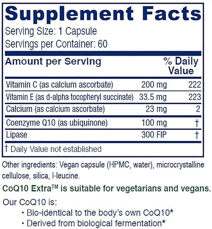 Vitanica Coq10 Extra Natural CoQ10 100mg Non-GMO Vegan 60 Capsules