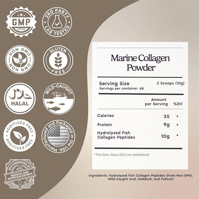 Zen Principle Marine Collagen Peptides Powder 1.5 lb. Wild-Caught Fish Non-GMO. Supports Healthy Skin Hair Joints and Bones.Hydrolyzed Types I II III and IV Protein. Amino Acids. Easy to Mix.