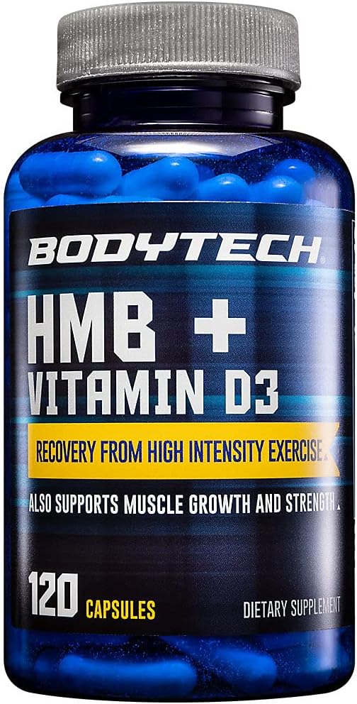 BodyTech HMB + Vitamin D3 - Supports Muscle Growth Strength &amp Recovery (120 Vegetable Capsules)
