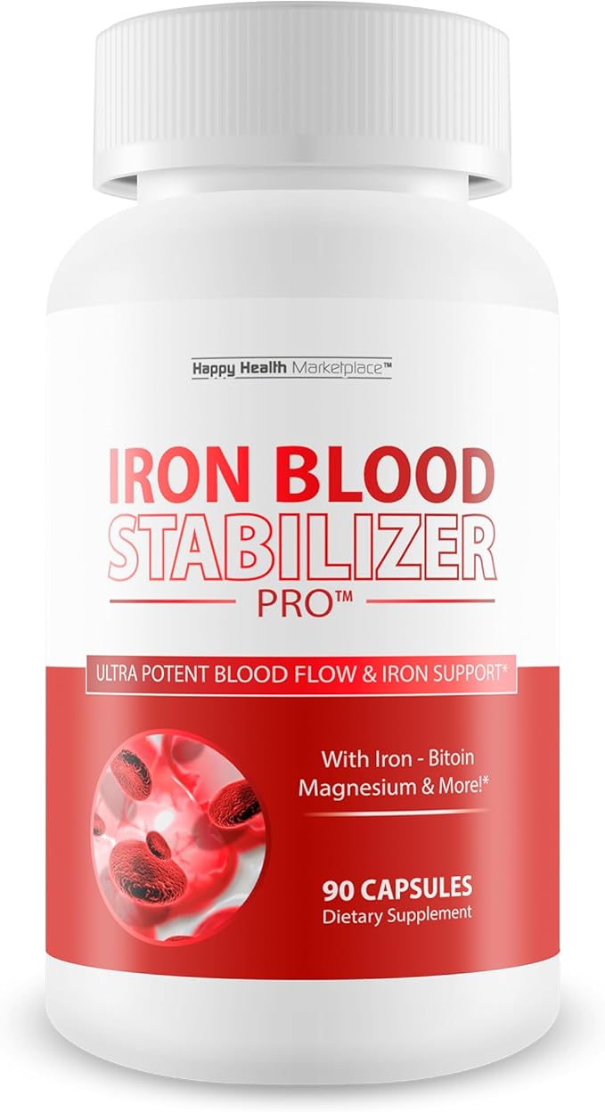 Iron Blood Stabilizer Pro - Our Best Blood Support Supplements - Circulation Support Pressure Supplement - Fe and Vitamin B12 Supplement - Magnesium Iron Supplement 10 mg Sugar Balance