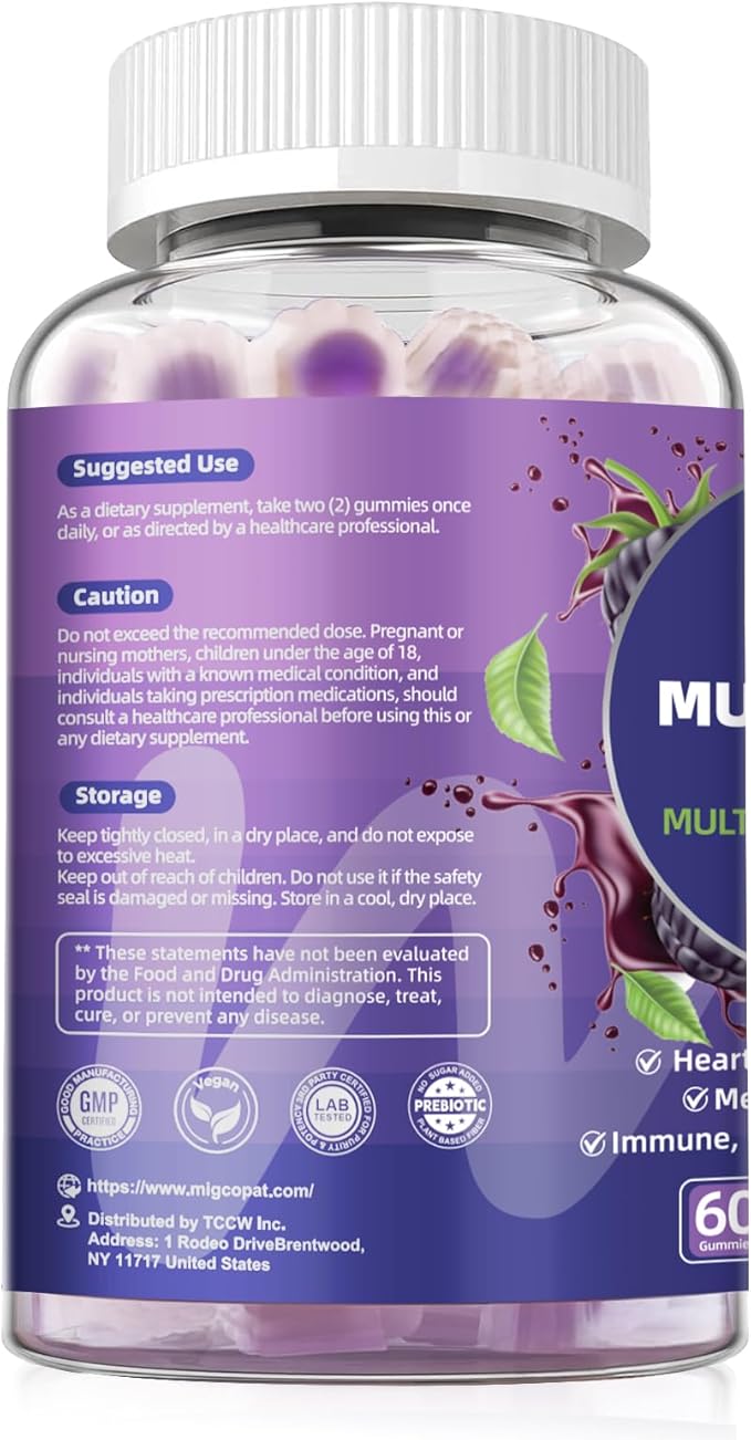 2-Pack Multivitamin for Men Mens Multivitamins Gummies w/Omega-3 Probiotics Inositol Folate Male Support Blend Vitamins A C D E B - Support Heart Brain Muscle Energy Sugar-Free Gummy