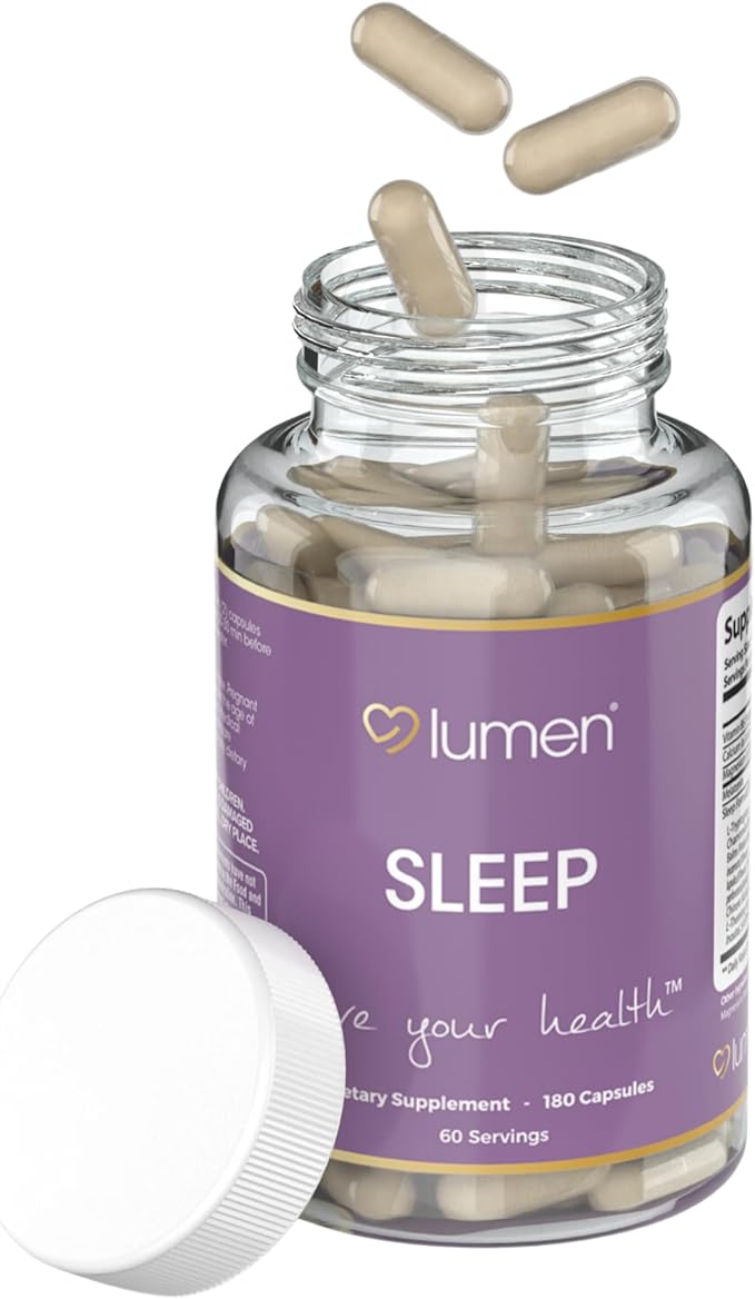 Lumen Naturals - Natural Sleep for Adults – Herbal Supplement with Melatonin Valerian Root Magnesium - Deep Sleep Support to Promote Calm Deep Sleeping for Better Rest (180 Count)