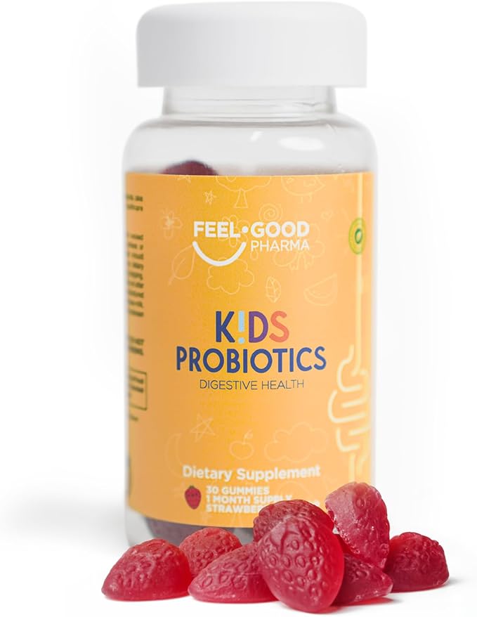 Feel Good Kids Probiotic Gummies – Gut Health &amp Immune Support – with DE111 Probiotic – Organic Strawberry Flavor – 30 Gummies for Children