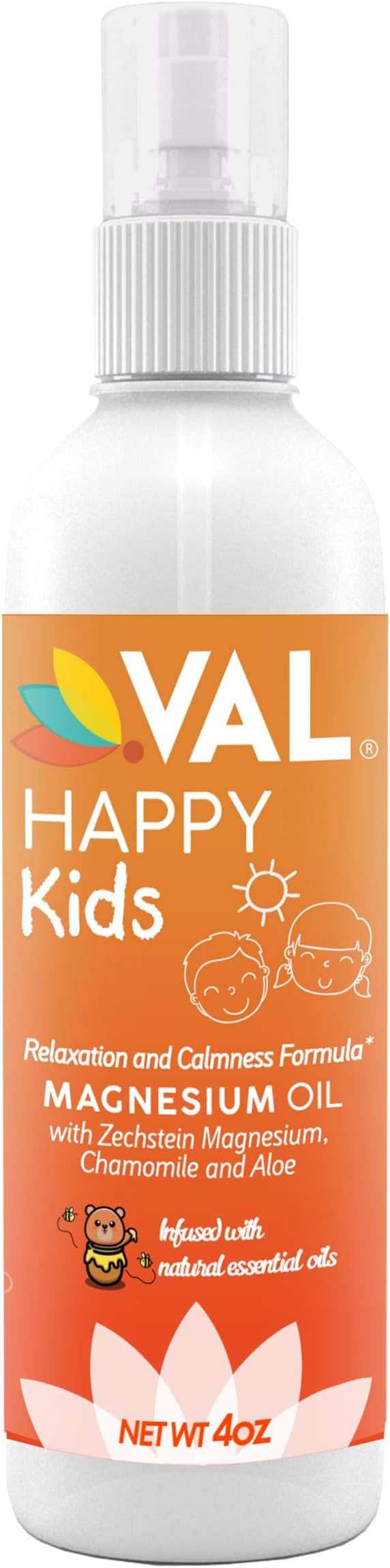 VAL Kids Relaxation Bundle | Magnesium Roll-On (3oz) + Magnesium Oil Spray (4oz) | Calm &amp Mood Support with Chamomile &amp Shea Butter | USA Made