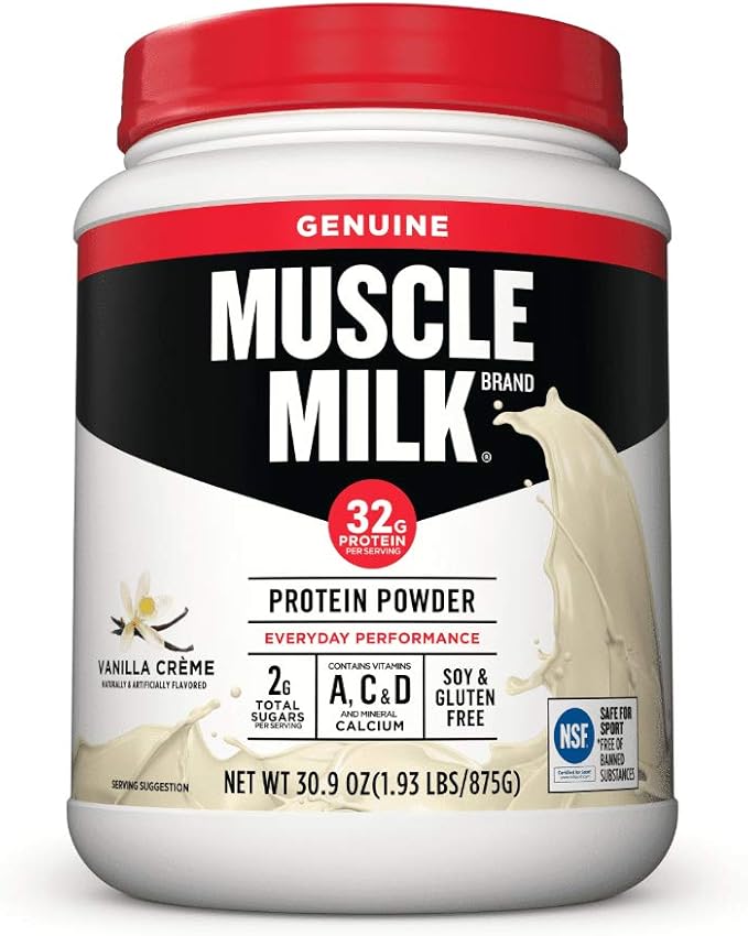 Muscle Milk Genuine Protein Powder Chocolate 1.93 Pounds 12 Servings 32g Protein 3g Sugar &amp Lean Muscle Vanilla Creme Protein Powder 1.93 Pound (Pack of 1)