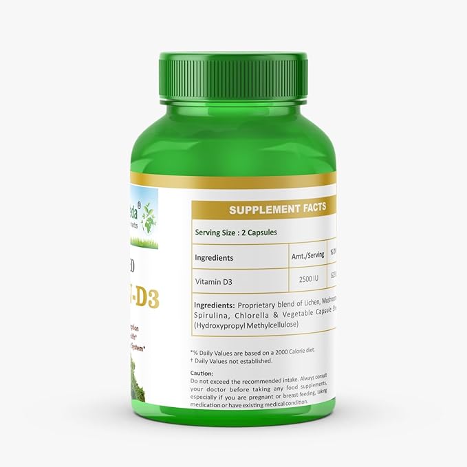 Planet Ayurveda Plant Based Vitamin D3 Organic Healthy Bones Immunity Mood for Women Men Children 60 CT (30-60 Days) (Pack of 2)