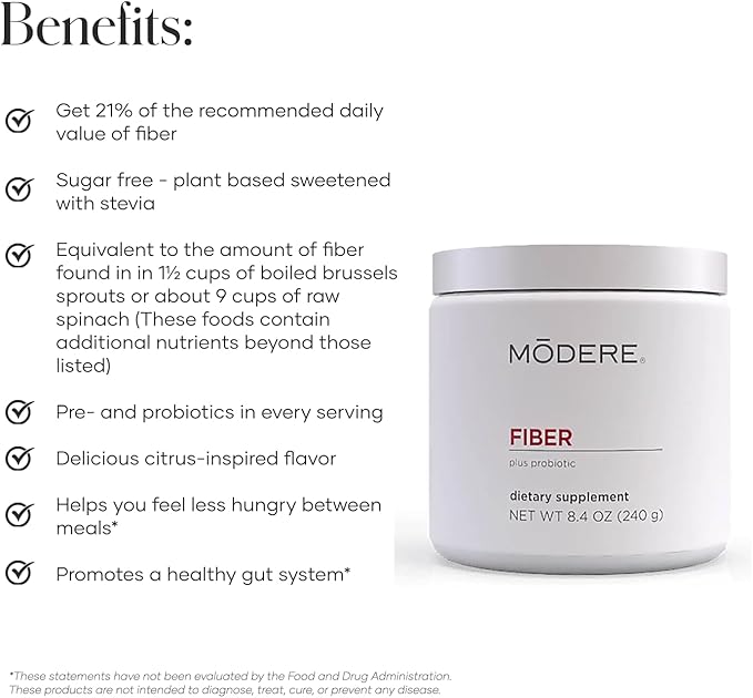 Modere Fiber Powder - Daily Wellness Formula with Easy-to-Mix Soluble Fiber for Everyday Routines and Packaged in A Convenient Canister - 240 g