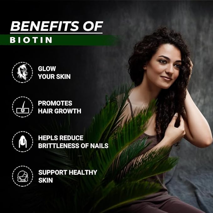 10000 MCG Biotin Supplement Capsules Promote Hair Skin &amp Nails Health Enriched with Sesbania grandiflora Vitamin C Grape Seed &amp Bamboo Extract for Men Women - 60 Capsule