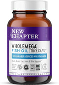 New Chapter Wholemega Fish Oil Supplement Tiny Capsules 2000mg per Serving Clinically Proven Wild Alaskan Salmon Oil with Omega-3 + Vitamin D3 + Astaxanthin 500mg Each - 90 Count
