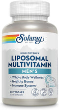 SOLARAY Liposomal Multivitamin for Men Enhanced Absorption Immune Energy &amp Bone Support Mens Daily Multi Vitamin BCAAs Vitamin D3 C B12 Zinc Vegan Soy Free 30 Serv 60 VegCaps