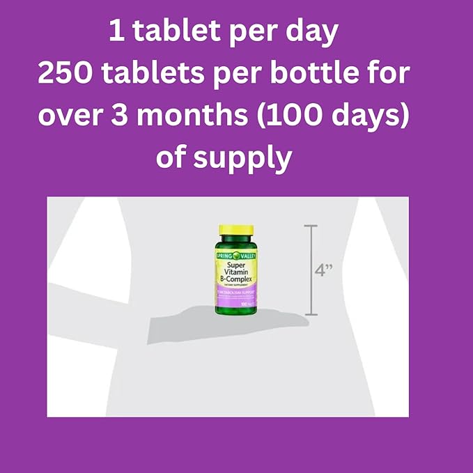 Pack of 1 SV Super Vitamin B-Complex Tablets Dietary Supplement Value Size 100 Count (Over 3 Months Supply)+ Exclusive nnh e-Book Vitamin Guide Included
