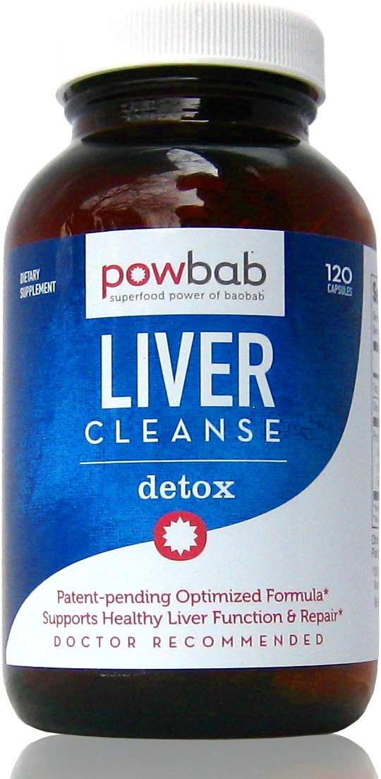 powbab Liver Cleanse Detox. #1 Patent-Pending Optimized Repair Formula. Liver Md Focus Research with Organic Baobab Beet Root Powder and Goji. Beats Milk Thistle Silymarin &amp Dandelion (120 capsu