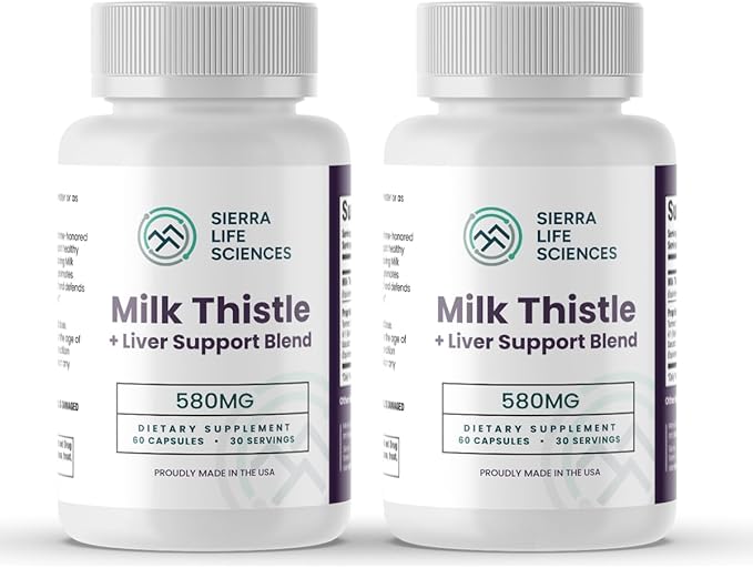 Milk Thistle+ Liver Support Blend | 580mg with Turmeric Dandelion Root Beet &amp Black Pepper | for Liver Enzyme Support Detox &amp Antioxidant Defense | 2-Pack