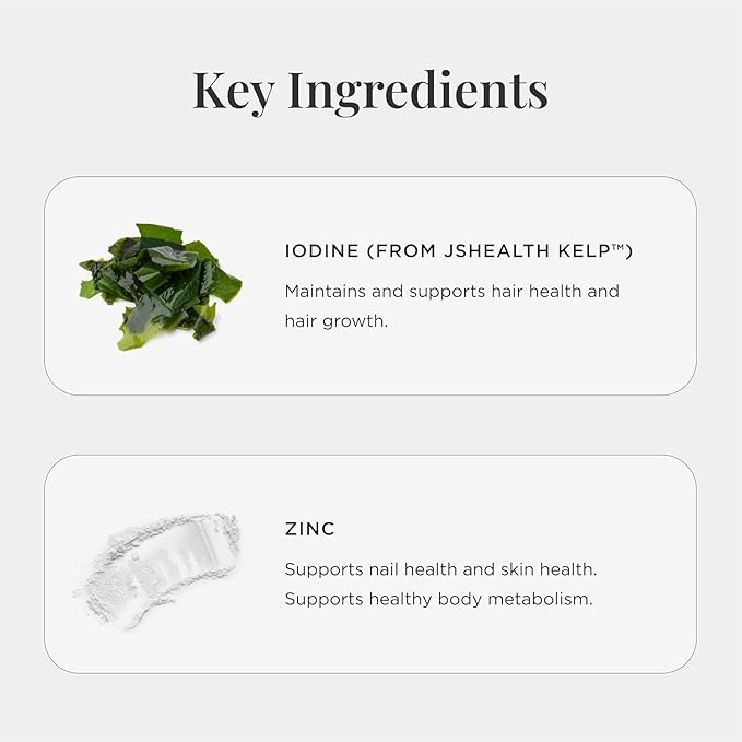JSHealth Vitamins Hair + Energy Formula | Hair Vitamins for Women and Men with Iodine and Zinc | Supports Hair Strength Energy Levels and Healthy Hair Maintenance (60 Capsules Pack of 2)