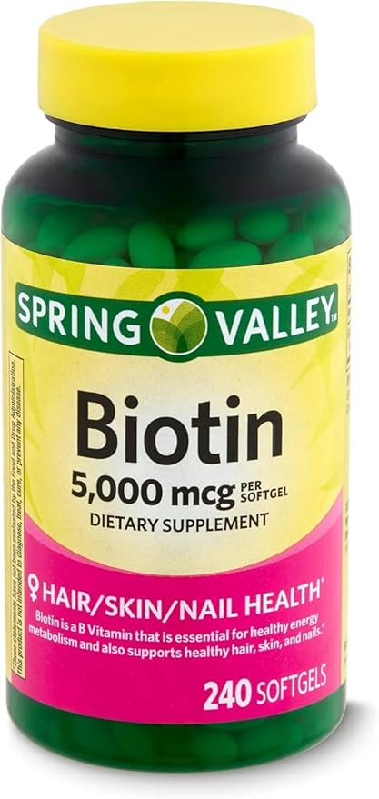 Spring Valley Biotin 5000 mcg 240 Count Dietary Supplement for Hair Skin Nails Hair Vitamins for Hair Loss for Women Set with Basket Goods Store