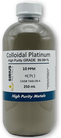 True Colloidal Platinum – 10 ppm - 99.99+% Purity - 250 mL (8.45 Fl Oz) in Clear Glass Bottle - Made in USA